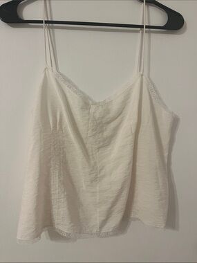 Massimo Dutti Cream Lace-Trim Cami Top